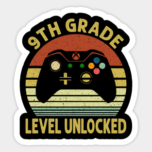 9th Grade Level Unlocked First Day of School Video Gamer Sticker